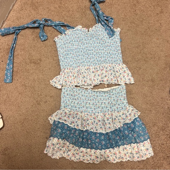 LoveShackFancy blue Bucky tank top and skirt - Picture 2 of 2